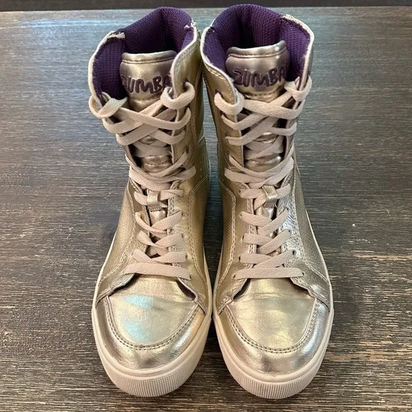 Zumba Street Orlando Classic High Top Sneakers Gold Shoes 6.5 leather