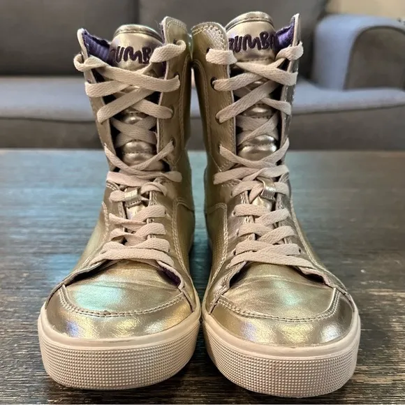 Zumba Street Orlando Classic High Top Sneakers Gold Shoes 6.5 leather