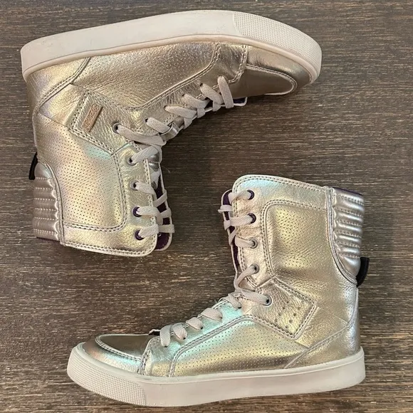 Zumba Street Orlando Classic High Top Sneakers Gold Shoes 6.5 leather